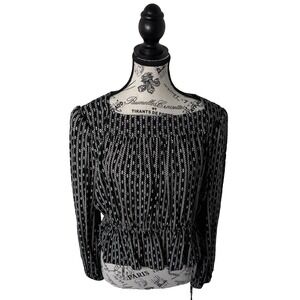 Treasure & Bond Women's Blouse Size M Black ‎ Adjustable Waist Long Sleeve